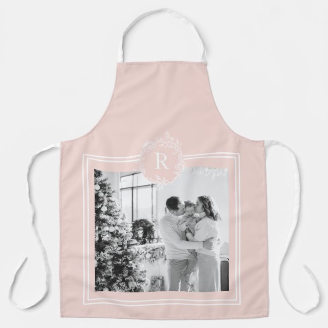 Modern Pink & White | Family Photo | Initial Apron (Front)