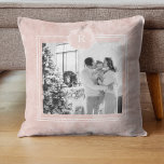 Modern Pink & White | Family Photo | Initial Throw Cushion<br><div class="desc">this modern pink and white family photo exudes a sense of togetherness,  love,  and contemporary style. It captures a moment of joy and unity,  showcasing the beauty of the family and their harmonious connection.</div>