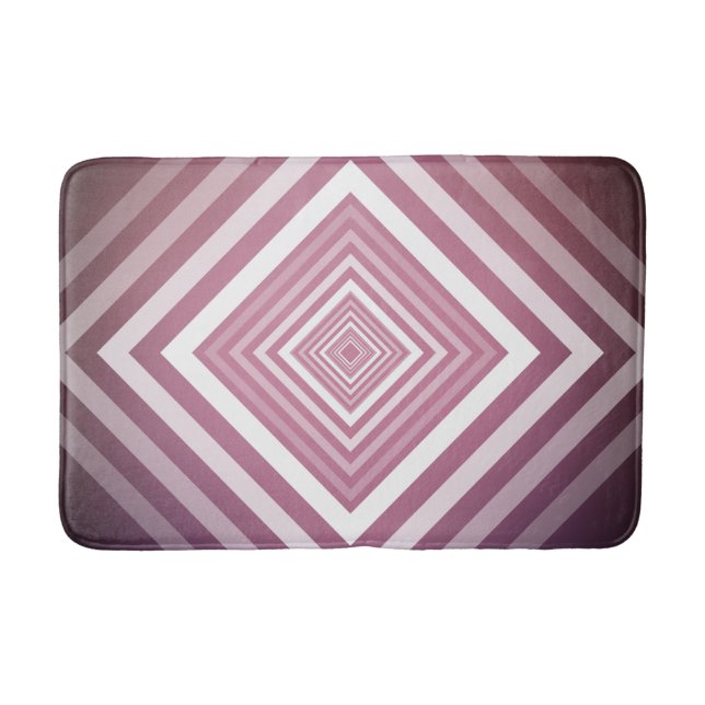 Modern Pink & White Gradation Squares Bath Mat (Front)