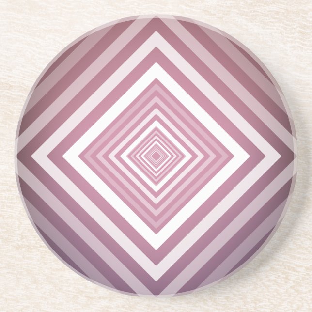Modern Pink & White Gradation Squares Coaster (Front)