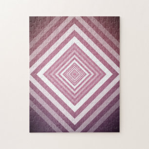 Modern Pink & White Gradation Squares Jigsaw Puzzle