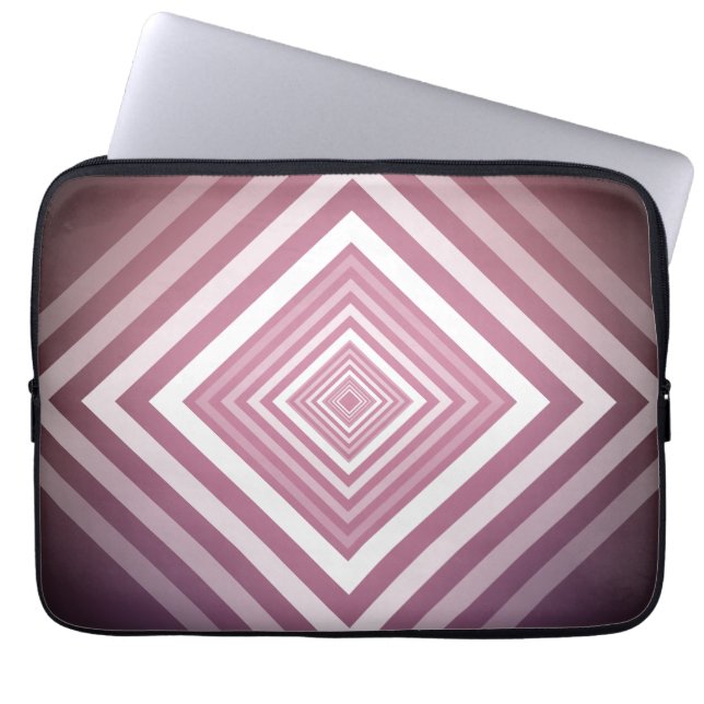 Modern Pink & White Gradation Squares Laptop Sleeve (Front)