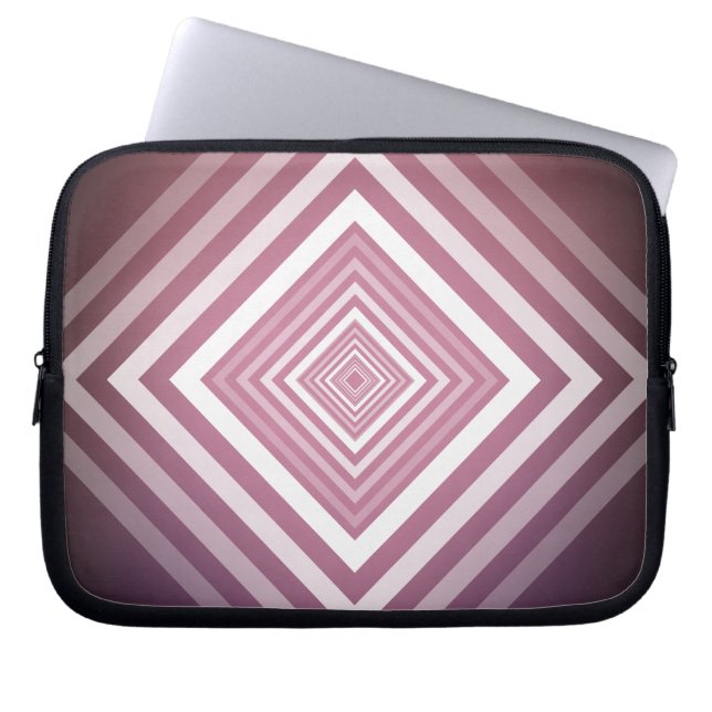 Modern Pink & White Gradation Squares Laptop Sleeve (Front)