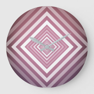 Modern Pink & White Gradation Squares Large Clock