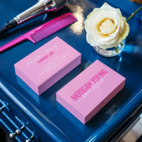 Modern pink white hair stylist script signature