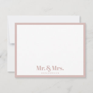 Modern Pink White Mr. and Mrs.Your Last Name Card