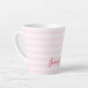 Modern Pink White Pattern Personalised Elegant Latte Mug