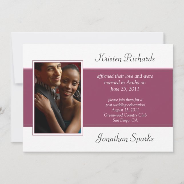 Modern Pink White Photo Post Wedding Celebration Invitation (Front)