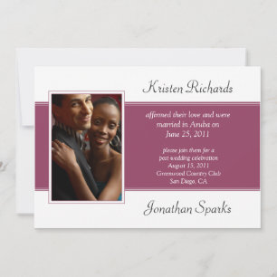 Modern Pink White Photo Post Wedding Celebration Invitation