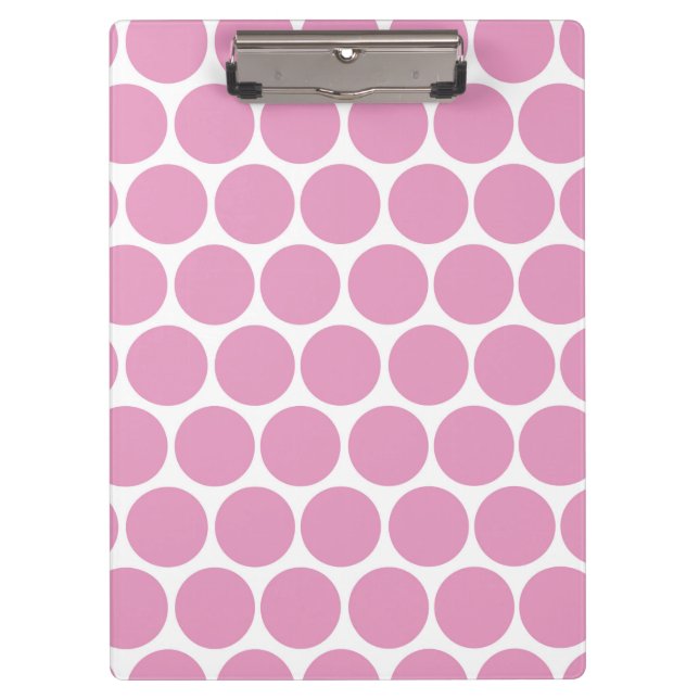 MODERN PINK, WHITE POLKA DOTS CLIPBOARD (Front)