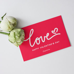 Modern Pink & White Valentine Day Heart Typography