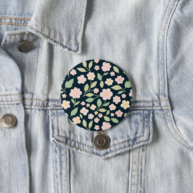 Modern Pink Wildflowers Pattern 7.5 Cm Round Badge (In Situ)