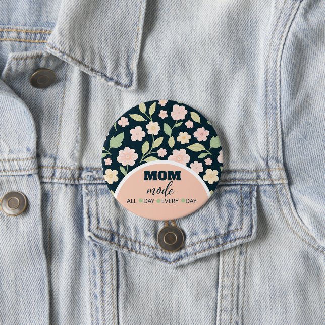 Modern Pink Wildflowers Pattern 7.5 Cm Round Badge (In Situ)