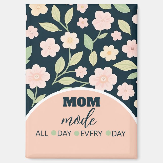 Modern Pink Wildflowers Pattern Magnet (Front)