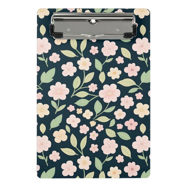 Modern Pink Wildflowers Pattern Mini Clipboard (Front)