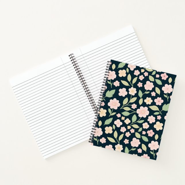 Modern Pink Wildflowers Pattern Notebook (Inside)