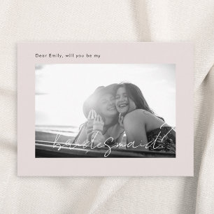 Modern Pink Will You Be My Bridesmaid Photo Invitation Postcard