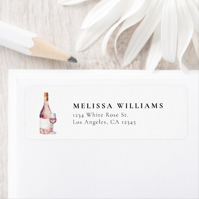 Modern Pink Wine Bridal Shower Return Address Label (Insitu)