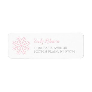 Modern Pink Winter Snowflake Return Address Label