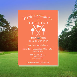 Modern Pink Woman Retirement Golf  Emblem Clubs  Invitation