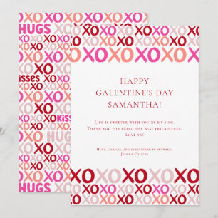 Modern Pink XOXO Best Friend  Bff Galentine's Day Holiday Card