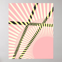 Modern Pink Yellow Black Geometric Abstract
