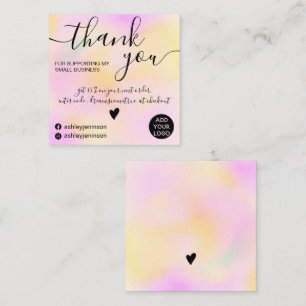 Modern pink yellow gradient order thank you square business card