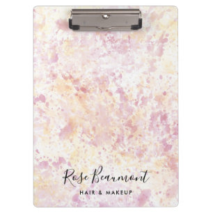Modern Pink Yellow Watercolor Script Clipboard
