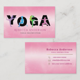Modern Pink Yoga Instructor Style Business Card