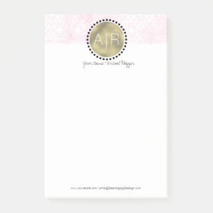Modern Pinkle Marble Simulate Foil Monogram Post-it Notes