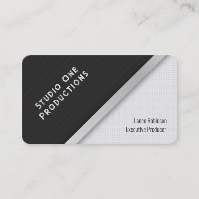 Modern PinStripes & Dots Business Card (Front)