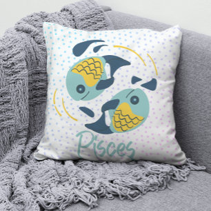 Modern Pisces Fish Zodiac  Cushion