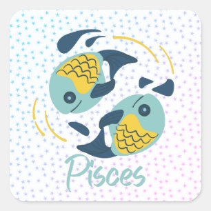 Modern Pisces Fish Zodiac  Square Sticker