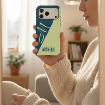 Modern Pistachio and Petrol Blue Monogrammed Name