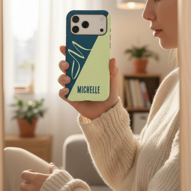 Modern Pistachio and Petrol Blue Monogrammed Name (Creator Uploaded)