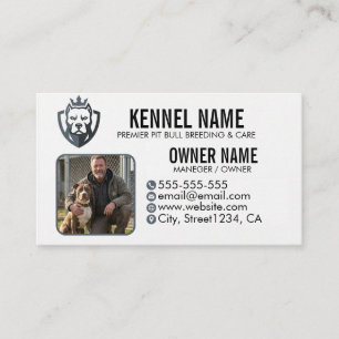 Modern Pit Bull Breeder Photo Kennel Business Card