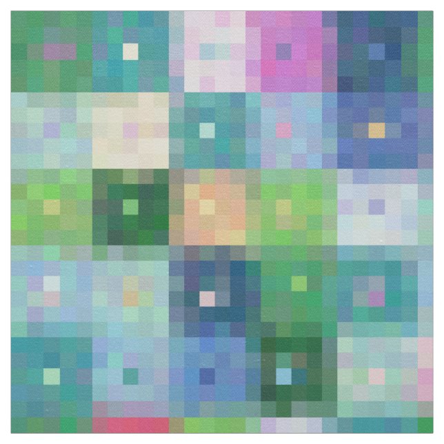 Modern pixel block colour quilt patches fabric (Swatch)