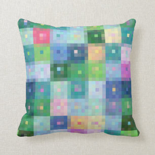 Modern pixel block colourful quilt patches cushion