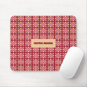 Modern Pixel Geometry Abstract Cross Art Pattern Mouse Pad