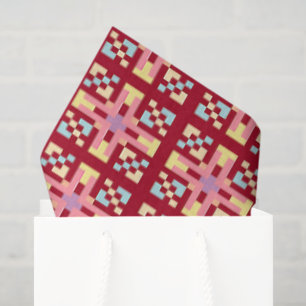 Modern Pixel Geometry Abstract Cross Art Pattern Tissue Paper