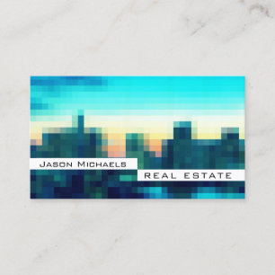 Modern pixels city image look business card