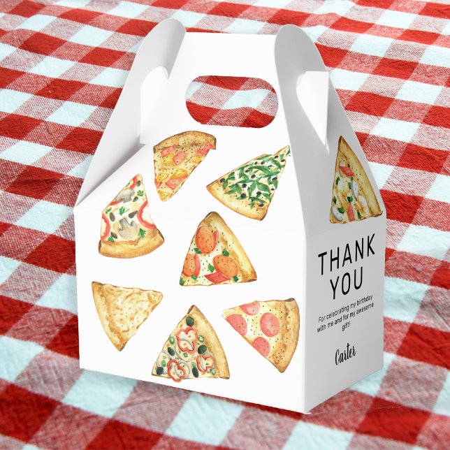 Modern Pizza Birthday Party Thank you Favour Box (Creator Uploaded)