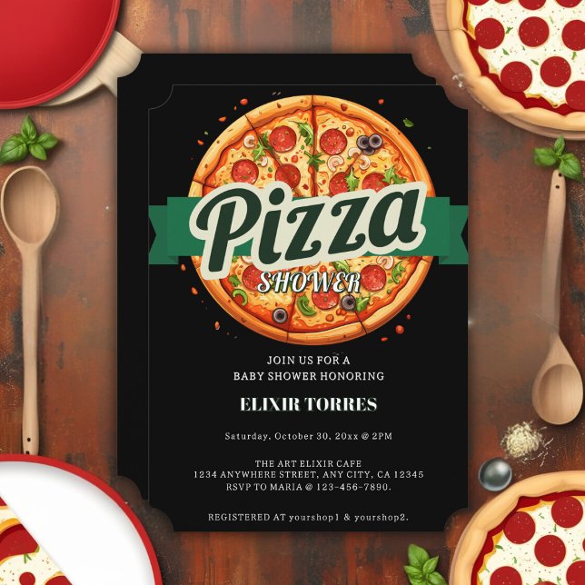 Modern Pizza Party Baby Shower Invitation (Creator Uploaded)