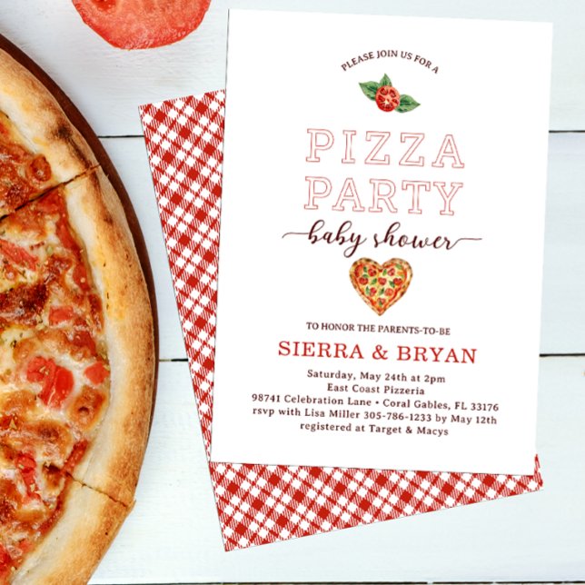 Modern Pizza Party Baby Shower Invitation – Fun &  (Pizza Party Baby Shower)