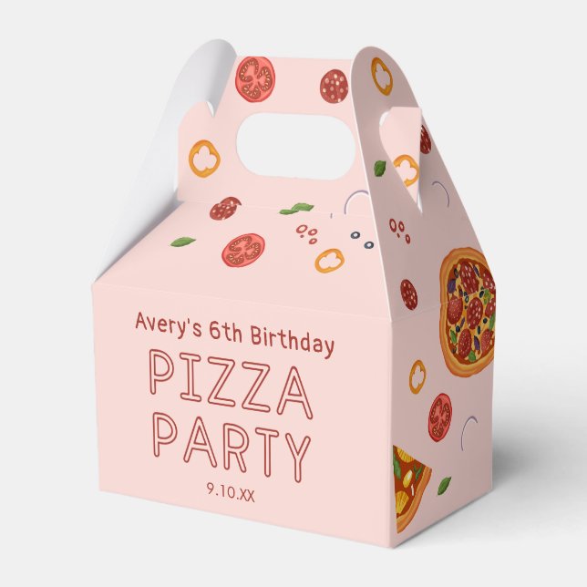 Modern Pizza Party Thank You Favour Box (Front Side)