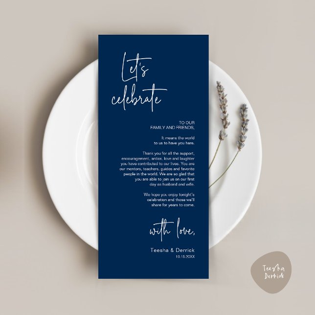 Modern Place Setting Dinner Party Thank You Card (Modern Place Setting Dinner Party Thank You Card, Classy Contemporary, Navy Blue)