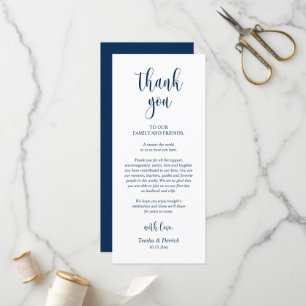 Modern Place Setting Thank You, Navy Blue Card