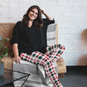 Modern Plaid Christmas   Happy Merry Joyful Leggings