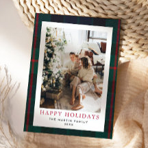 Modern Plaid Christmas Holiday Card Tartan