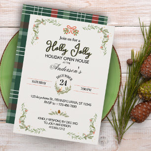 Modern Plaid Christmas Party Invitation